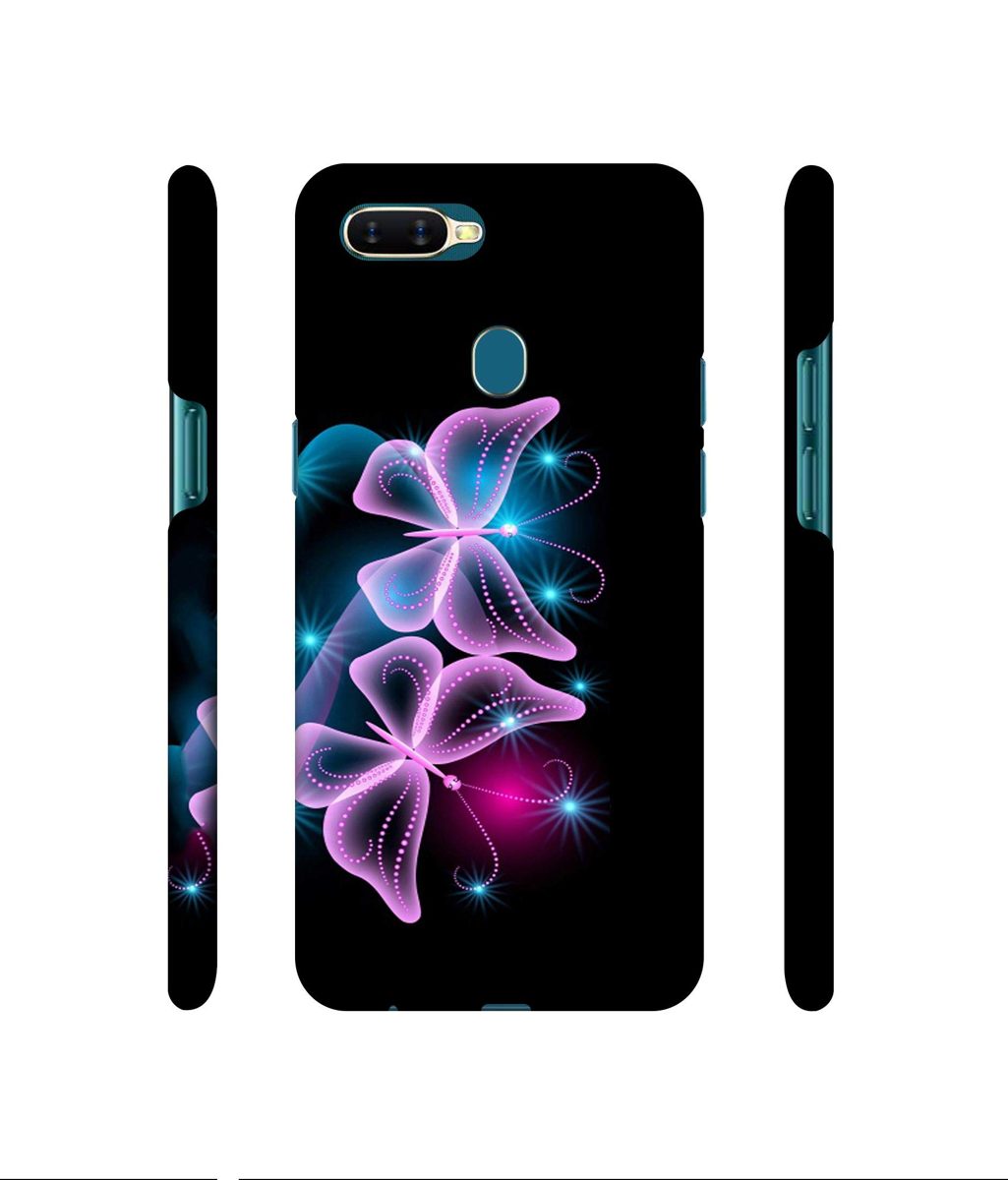 Amazon Brand - Solimo Designer Butterflies Neon Light 3D Printed Hard Back Case Mobile Cover for Oppo A7
