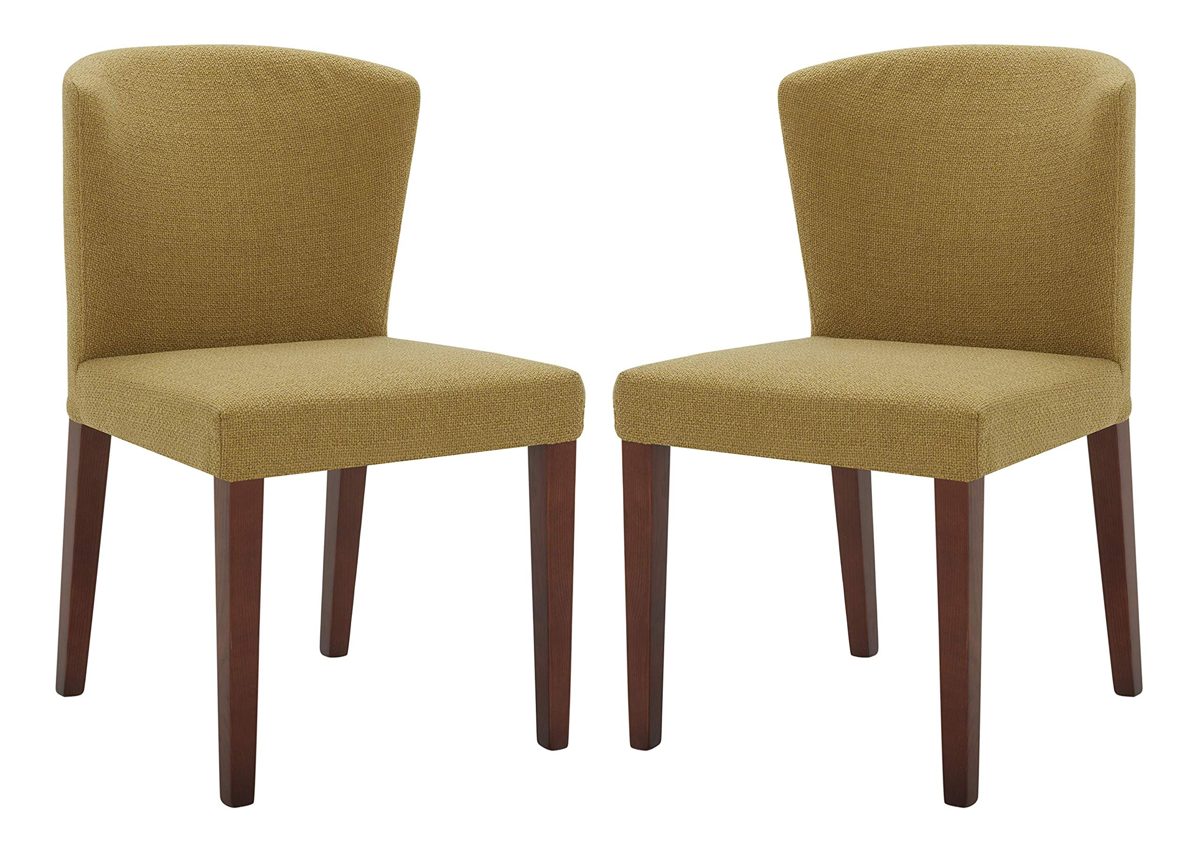 Amazon Brand – Rivet Eli Modern Curved-Back Dining Chair, Set of 2, 19.3"W, Lemongrass