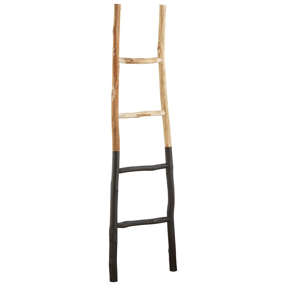 Amazon Brand – Stone & Beam Rustic Decorative Wooden Blanket Holder Ladder - 59 Inches, Natural and Black