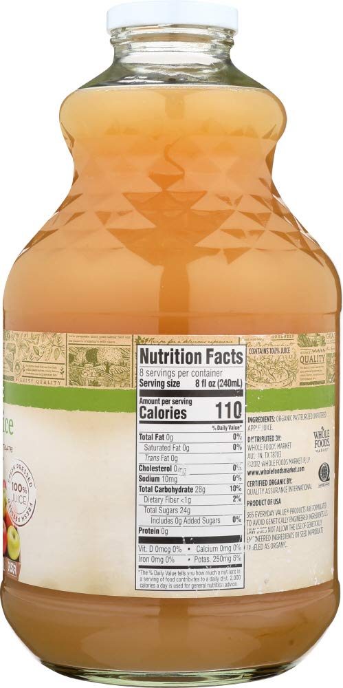 365 Everyday Value, Organic Juice Not from Concentrate - Pasteurized, Apple, 64 fl oz