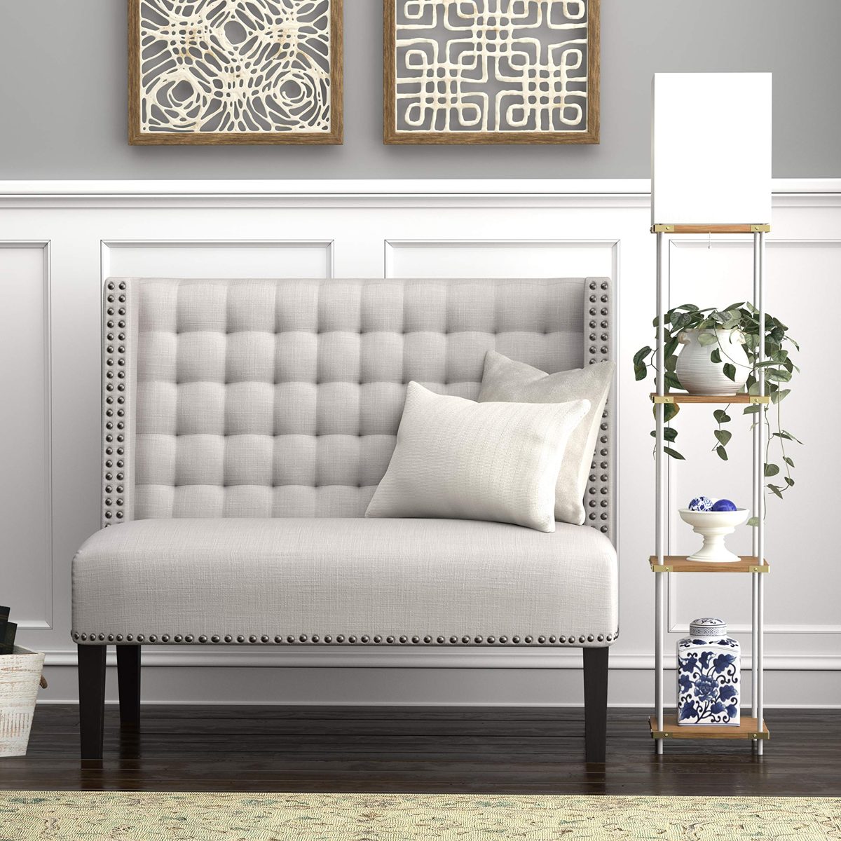 Amazon Brand – Ravenna Home Floor Lamp with Shelves, LED Light Bulb included, 62.75"H, White