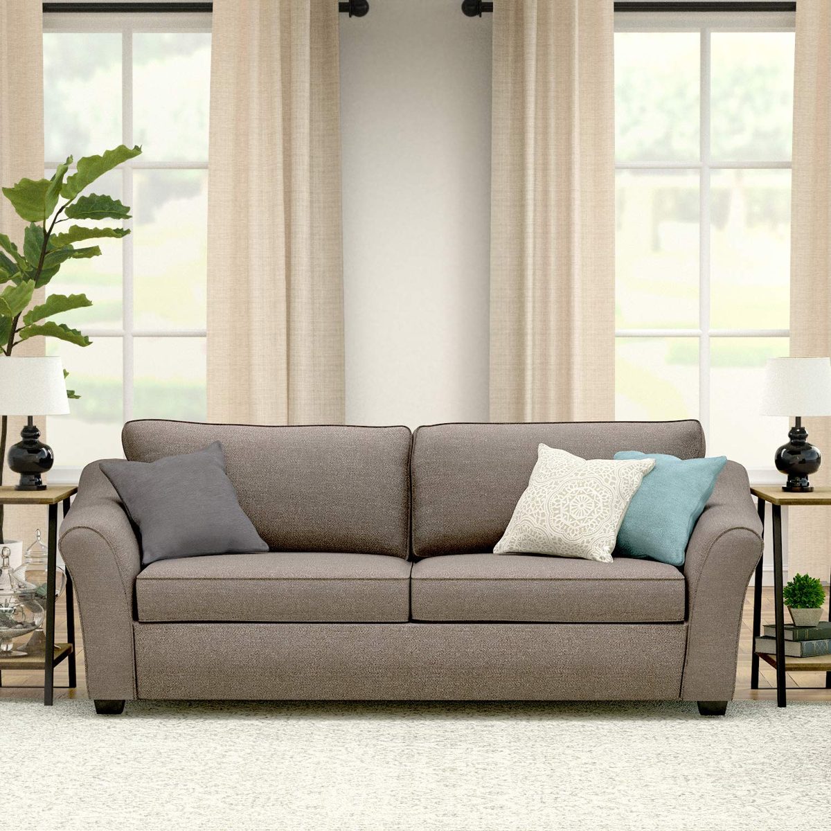 Amazon Brand – Ravenna Home Kristopher Modern Flared Arm Sofa, 88"W, Pewter