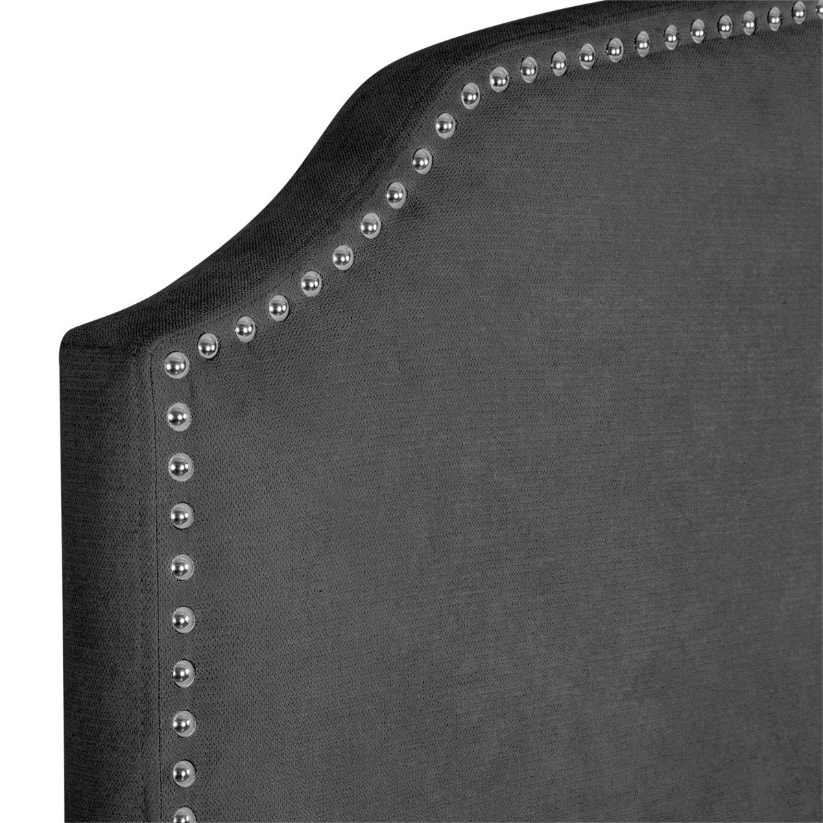 Amazon Brand – Rivet Curved Upholstered Headboard with Nailhead Trim, Queen, 60"W, Charcoal Gray