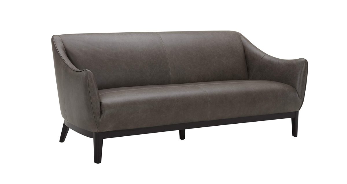 Amazon Brand – Rivet Bayard Contemporary Leather Couch with Curved Back and Armrests, 76"W, Grey