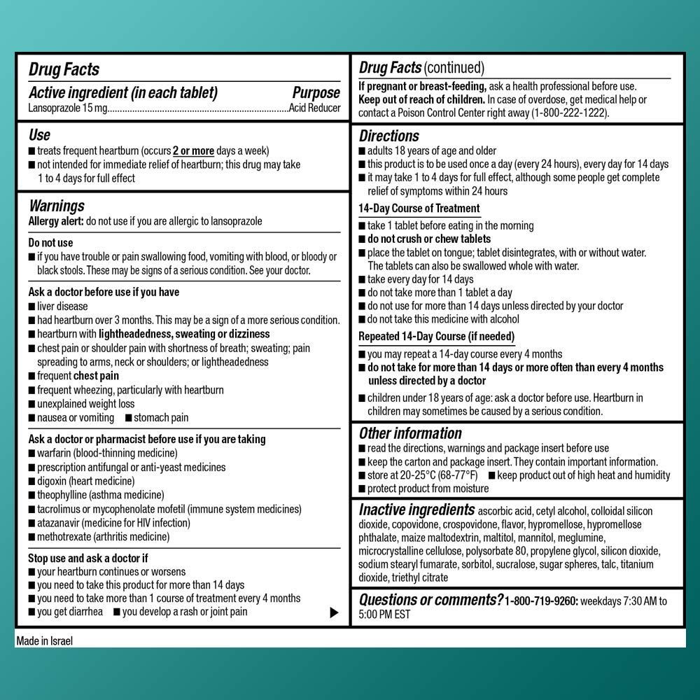 Basic Care Lansoprazole Delayed Release Orally Disintegrating Tablets 15 mg, Acid Reducer, 14 Count