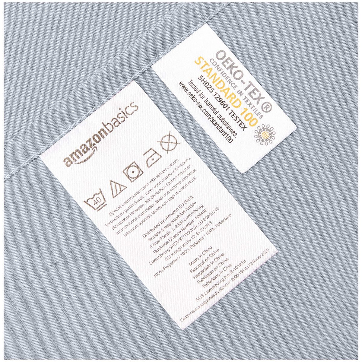 AmazonBasics Microfiber Heather Flat Sheet, 240 x 320 + 10 cm, Denim Wash