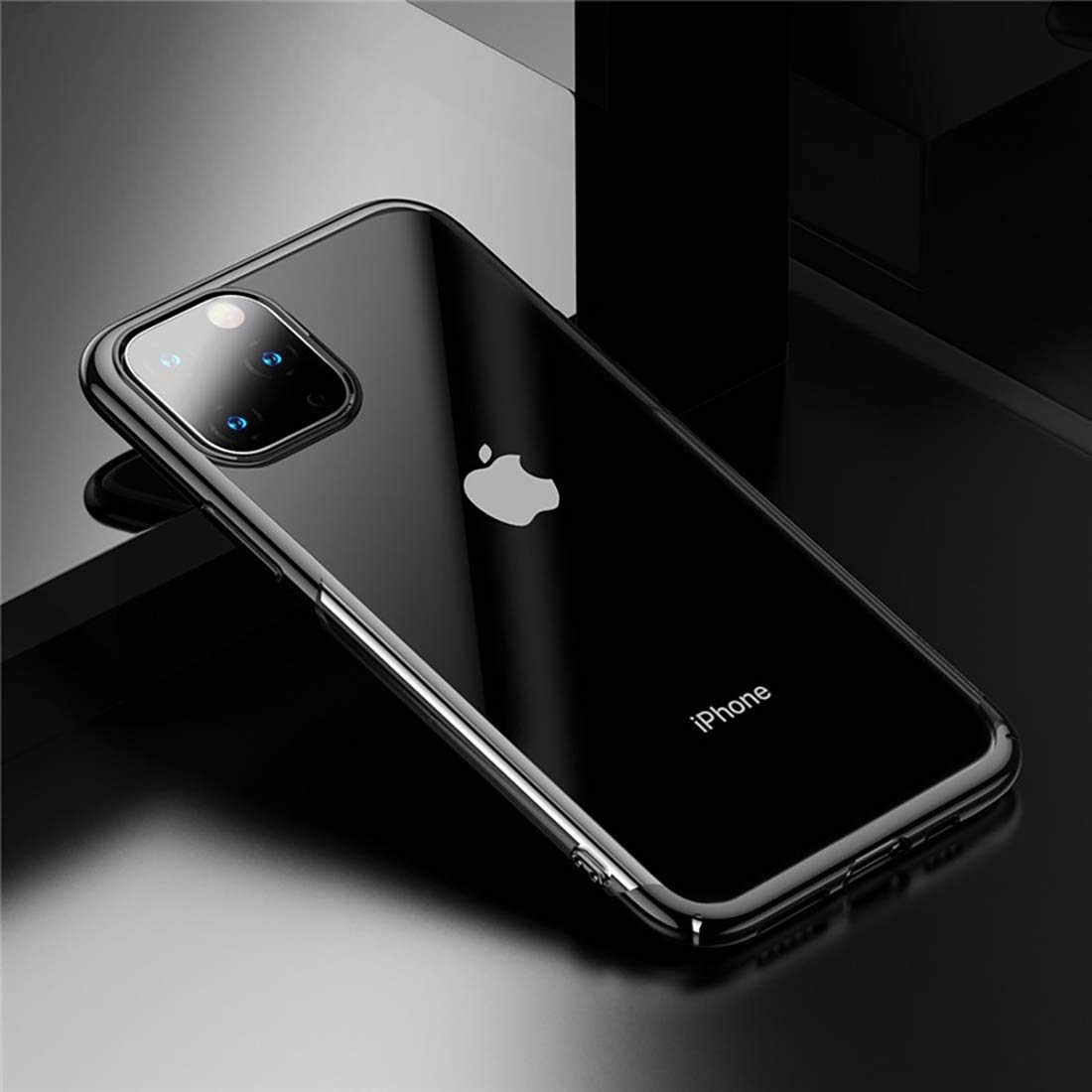 Amazon Brand - Solimo Electroplated Mobile Cover (Soft & Flexible Back case), for Apple iPhone 11 Pro (Black)