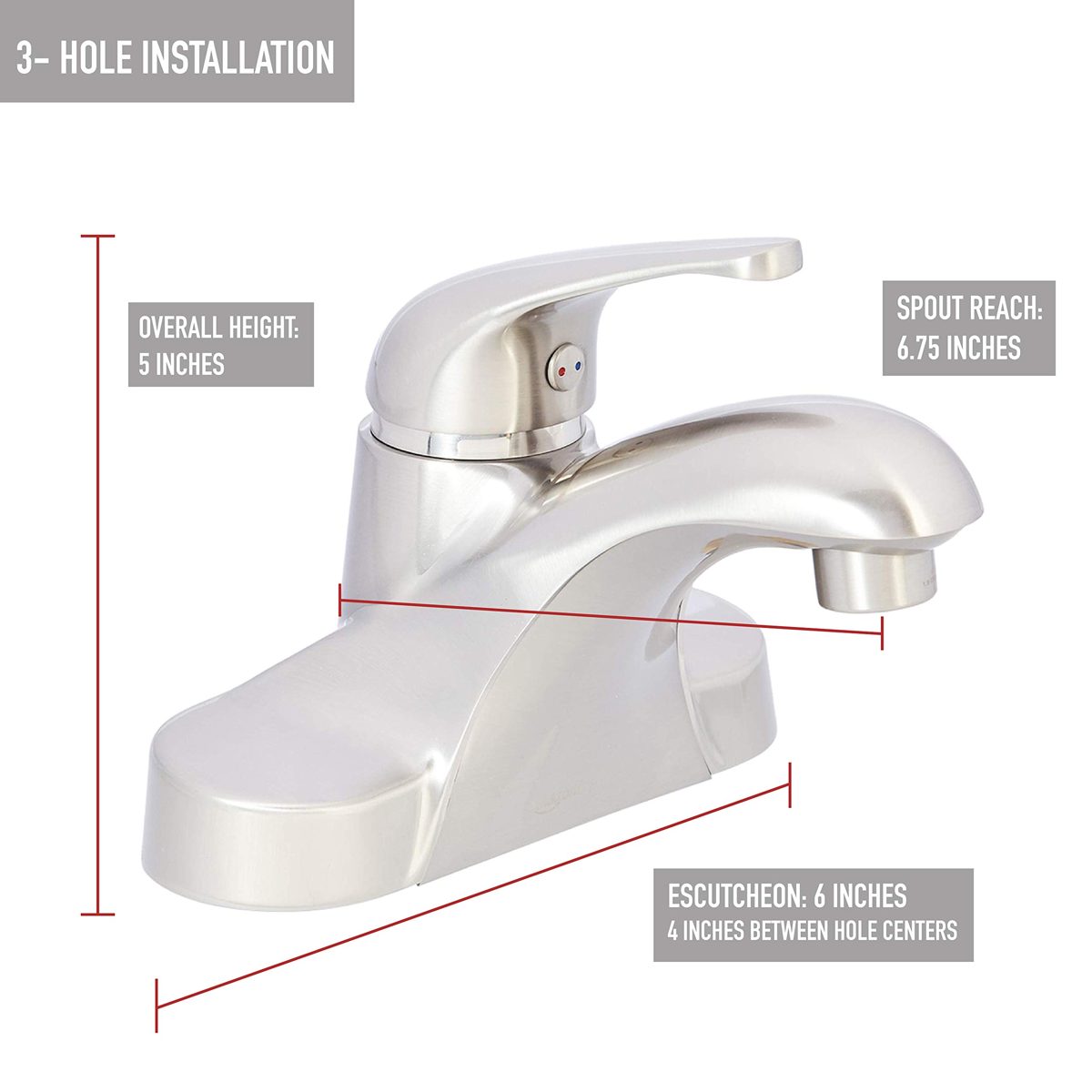 AmazonBasics AB-BF605-SN Basin Faucet-4-Inch, Satin Nickel