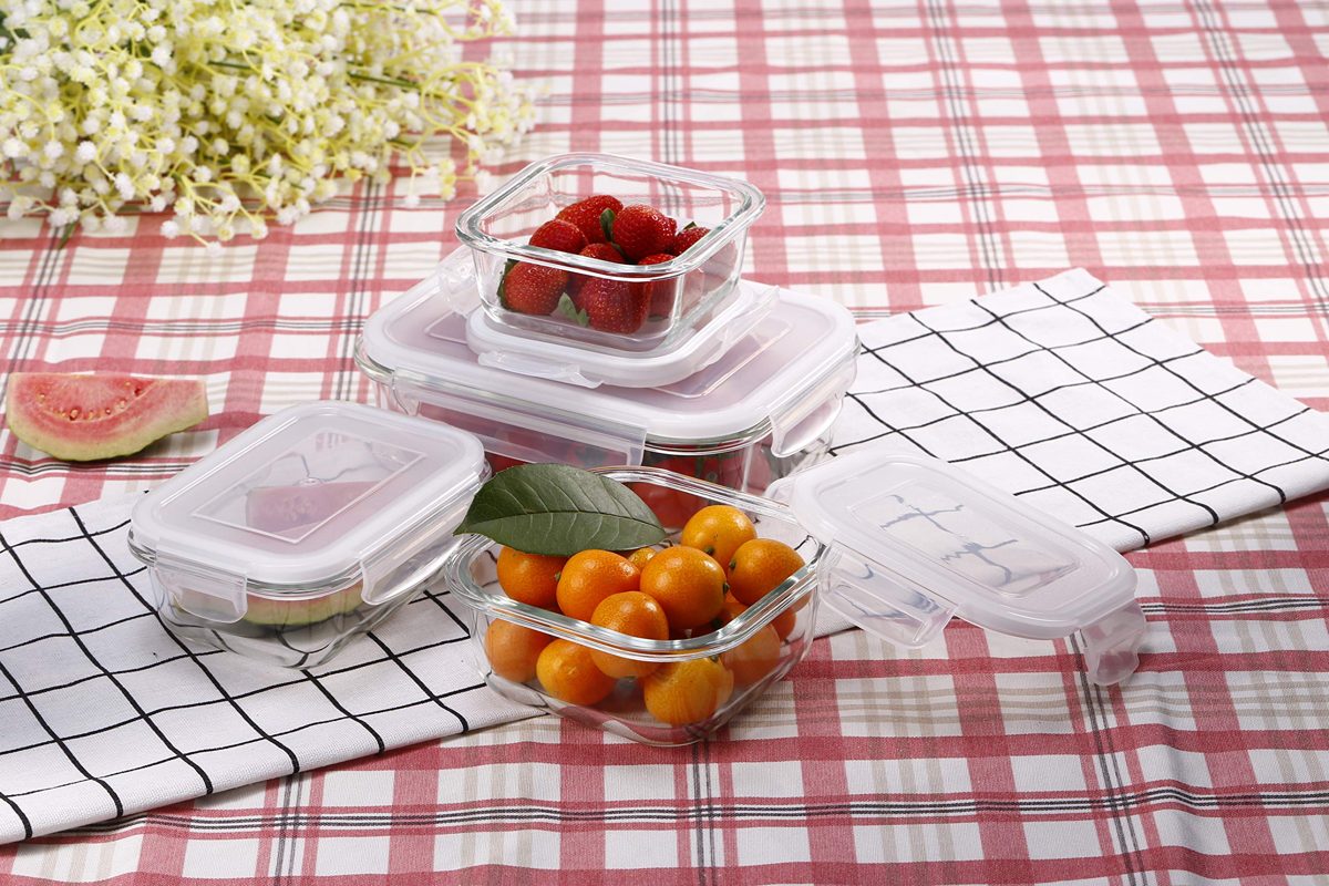Umi. by Amazon 5 Piece Glass Container Food Storage Set with Lids