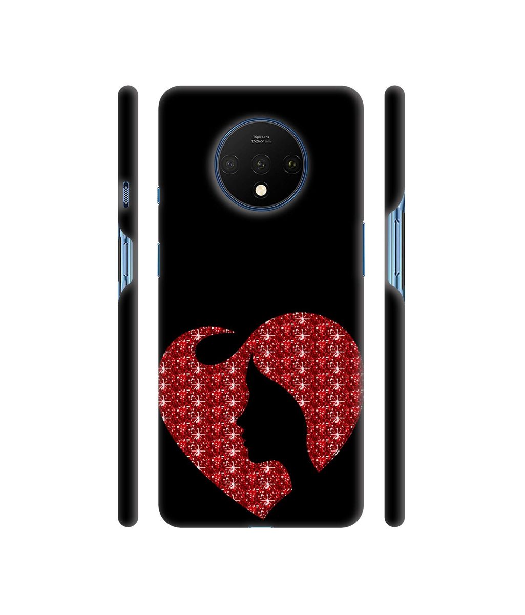 Amazon Brand - Solimo Designer Heart Shape Lady with Glitter 3D Printed Hard Back Case Mobile Cover for OnePlus 7T