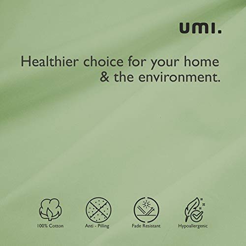 UMI 100% cotton plain sateen quality flat sheet (double, sage).