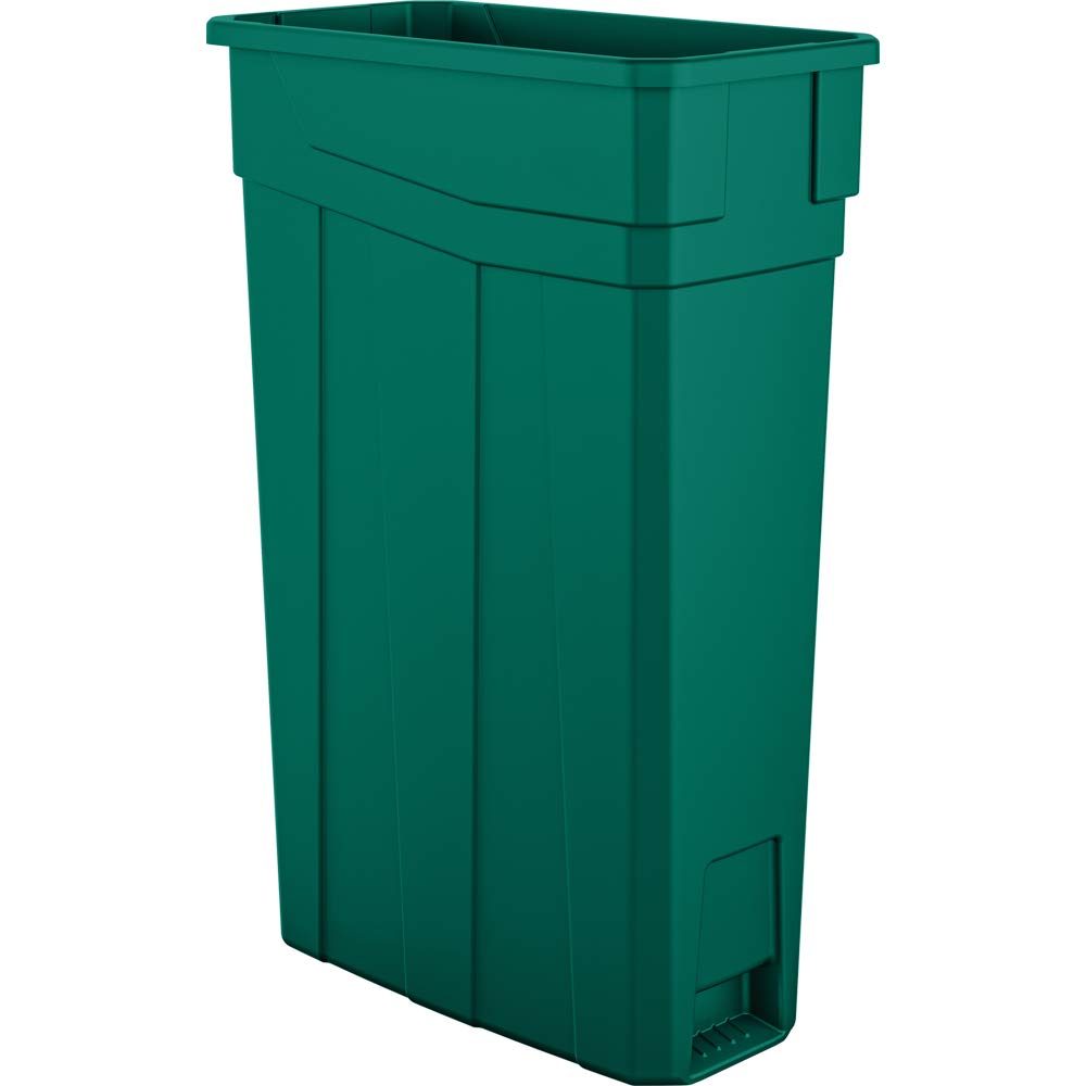 AmazonBasics 23 Gallon Commercial Slim Trash Can, No Handle, Green, 2-Pack