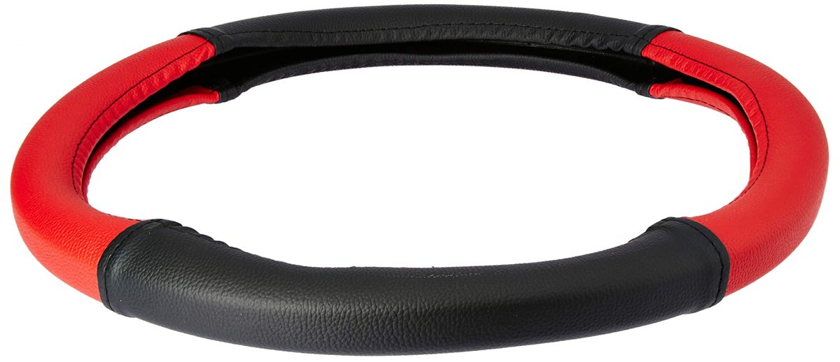 Amazon Brand - Solimo Steering Cover (Large), Red