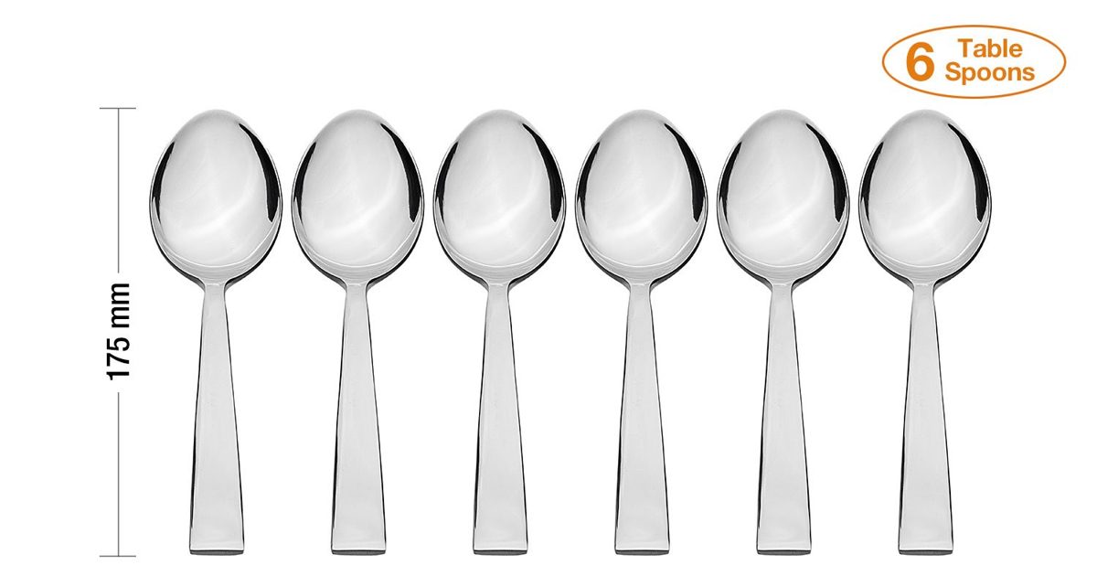 Amazon Brand - Solimo 24 Piece Stainless Steel Cutlery Set, Classique (Contains: 6 Table Spoons, 6 Tea Spoons, 6 Forks, 6 Fruit Forks), Silver