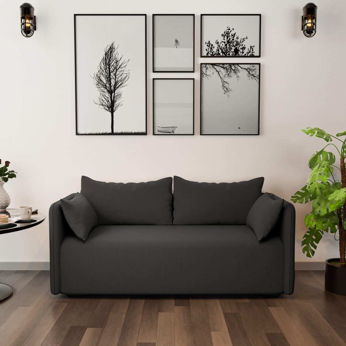 Amazon Brand - Solimo Sofie Fabric 3 seater Sofa (Grey)
