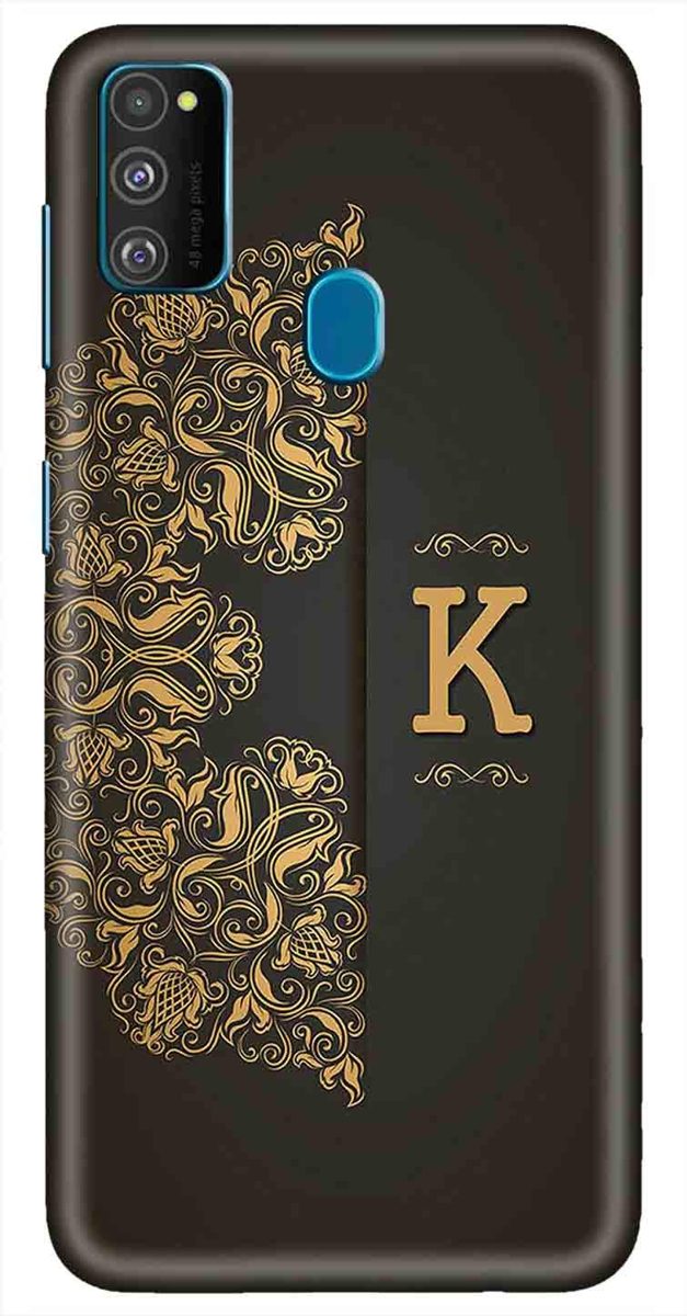 Amazon Brand - Solimo Designer Black Pattern Alphabet-K 3D Printed Hard Back Case Mobile Cover for Samsung Galaxy M21 / M30s