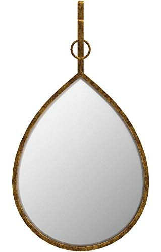 Amazon Brand – Rivet Rain Drop Oval Hanging Wall Mirror, 24 Inch Height, Weathered Finish