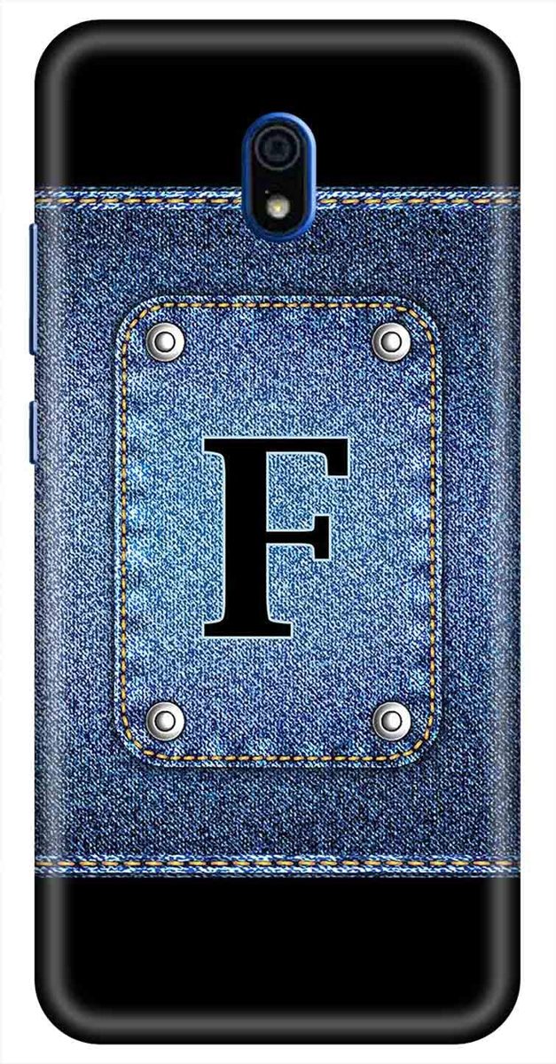 Amazon Brand - Solimo Designer Button Jeans Alphabet-F 3D Printed Hard Back Case Mobile Cover for Xiaomi Redmi 8A