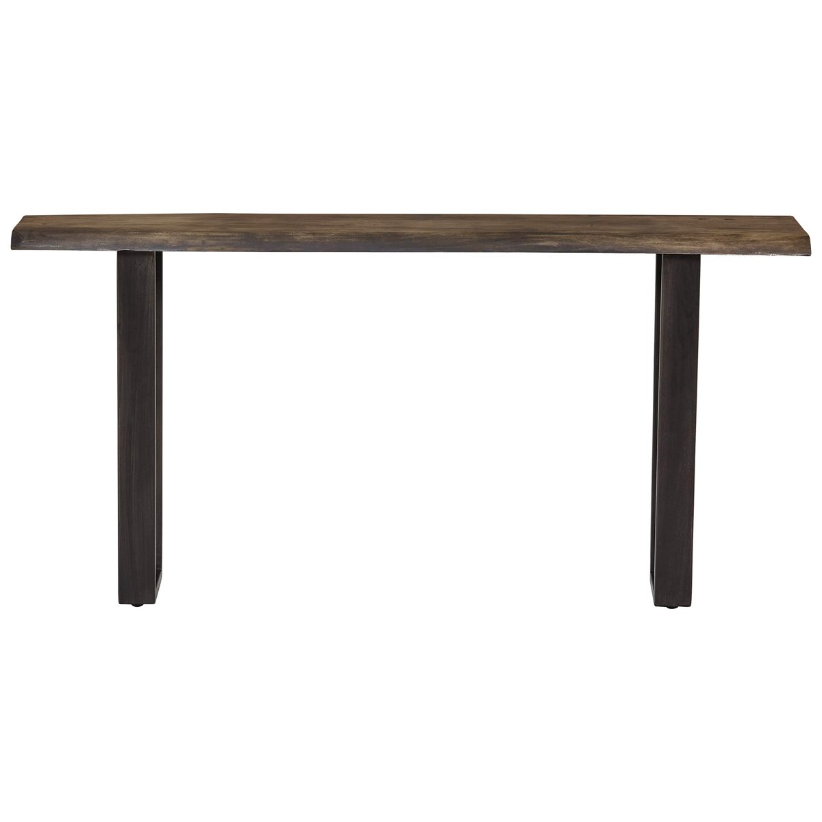 Stone & Beam Garrett Rustic Acacia-Wood Sofa Table with Iron Legs, 60"W, Gray and Raw Metal