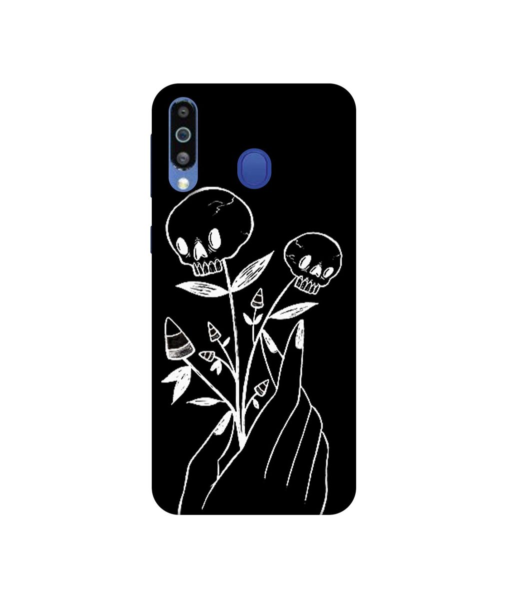 Amazon Brand - Solimo Designer Skull Flower 3D Printed Hard Back Case Mobile Cover for Samsung Galaxy M21