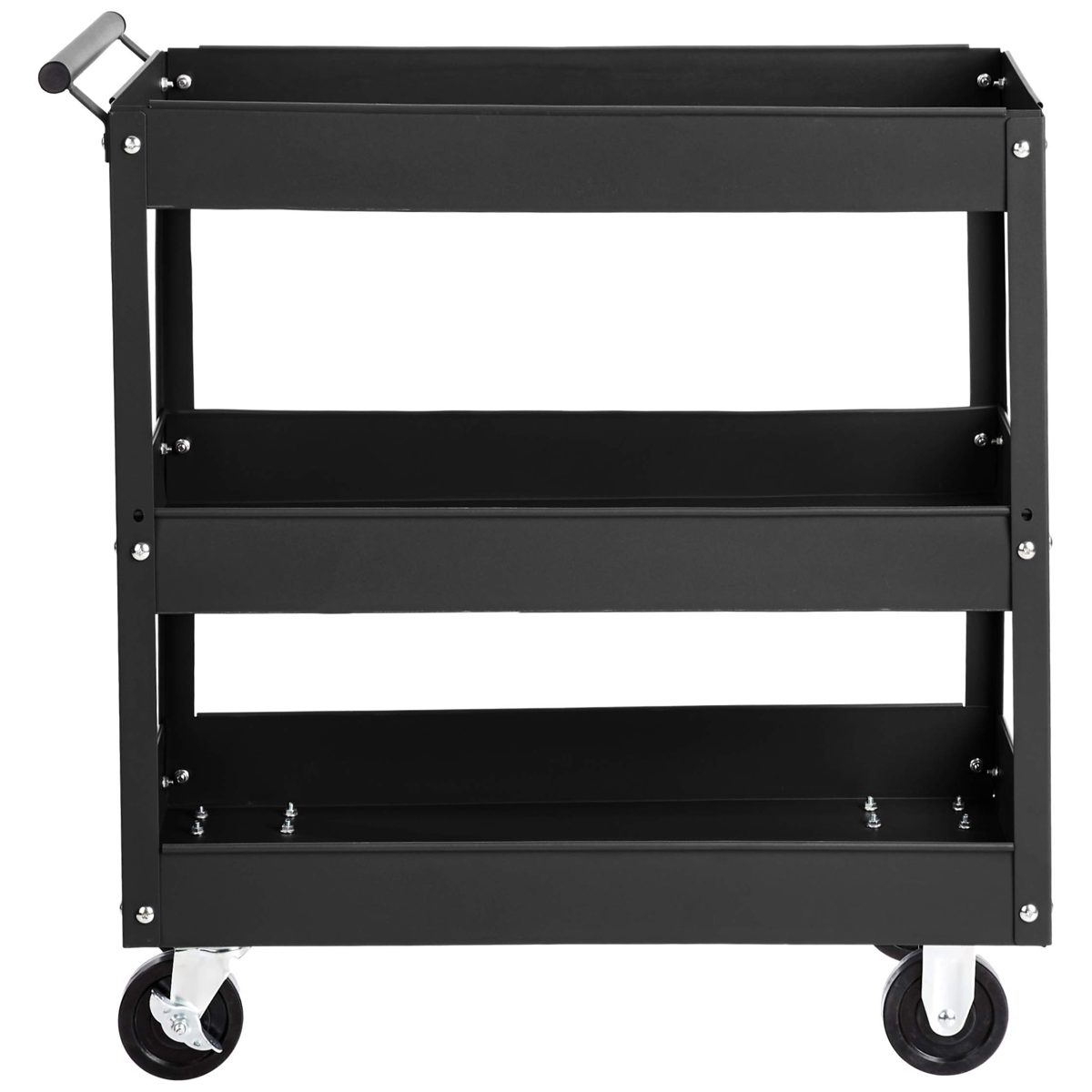 AmazonBasics Steel 3-Shelf Multipurpose Tub Utility/Supply Cart with 550 lb Capacity - Black (Renewed)