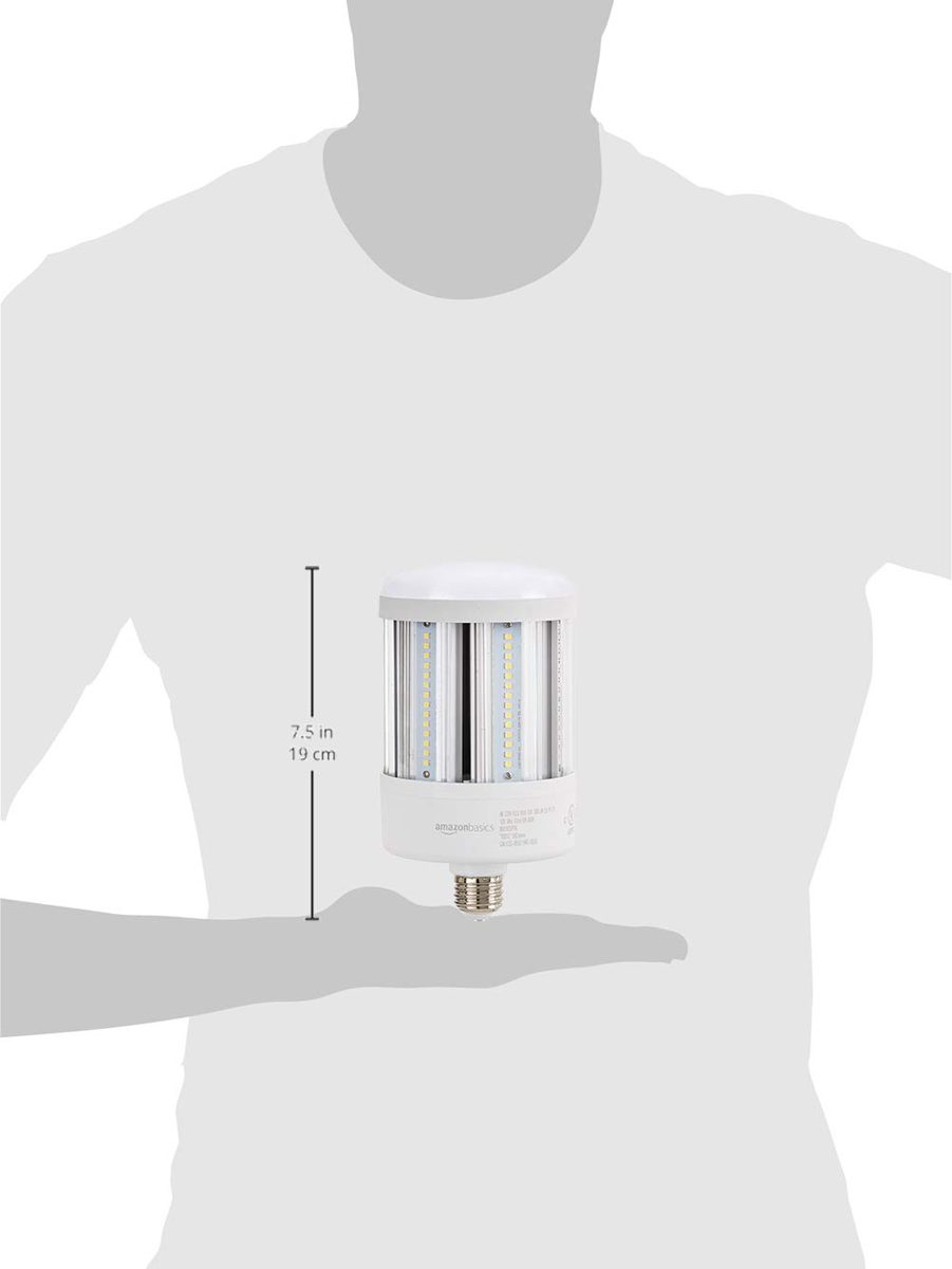 AmazonBasics 50W LED Corn Bulb, 5000 Lumens, 50000 Hours, E26 Base | Cool White