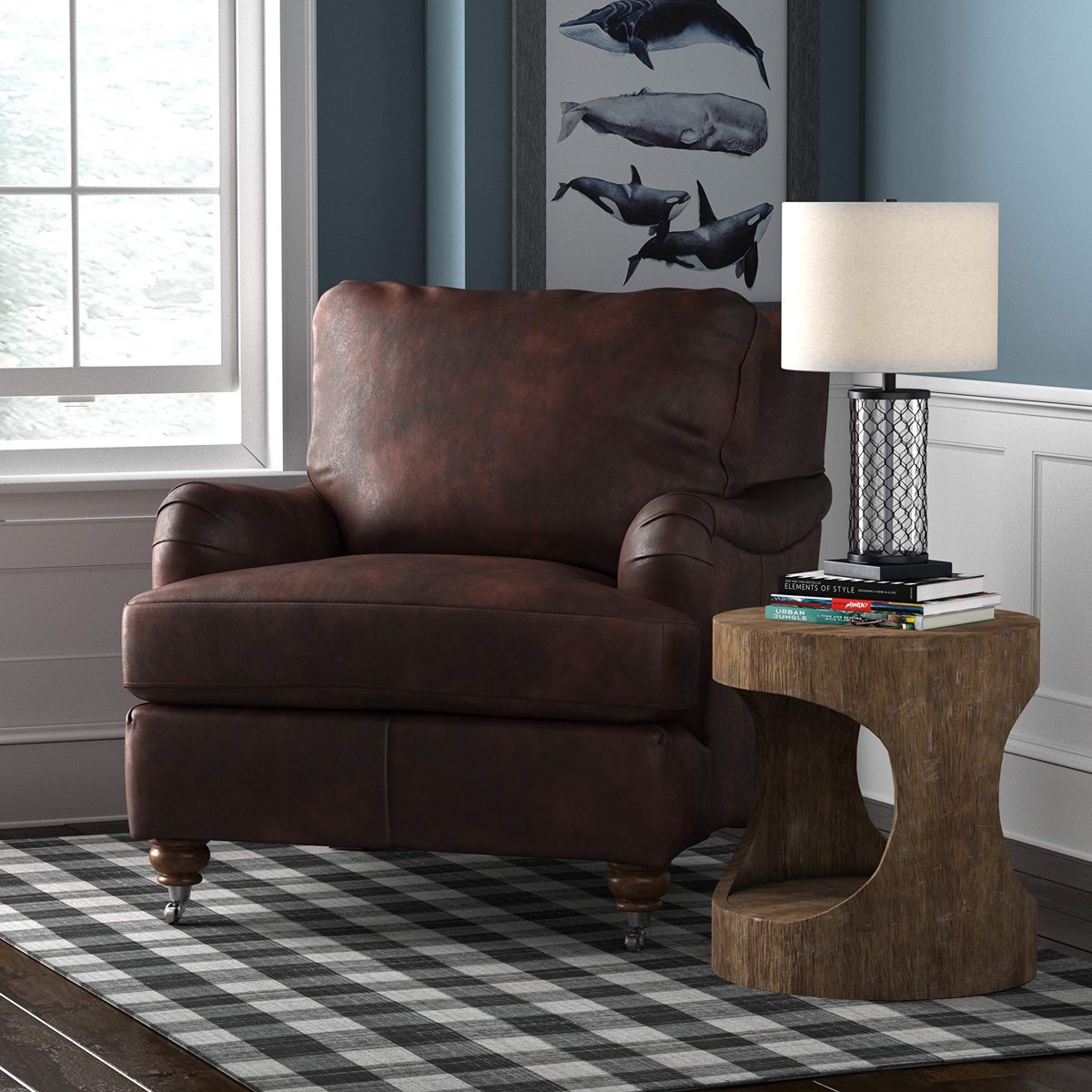 Amazon Brand – Stone & Beam Brandeberry Leather Chair, 38"W, Driftwood