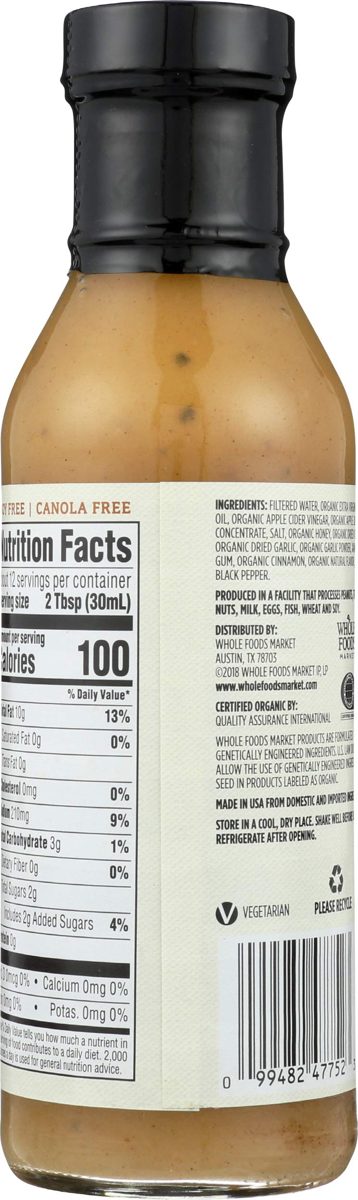 WHOLE FOODS MARKET Honey Apple Cider Vinaigrette, 12 FZ