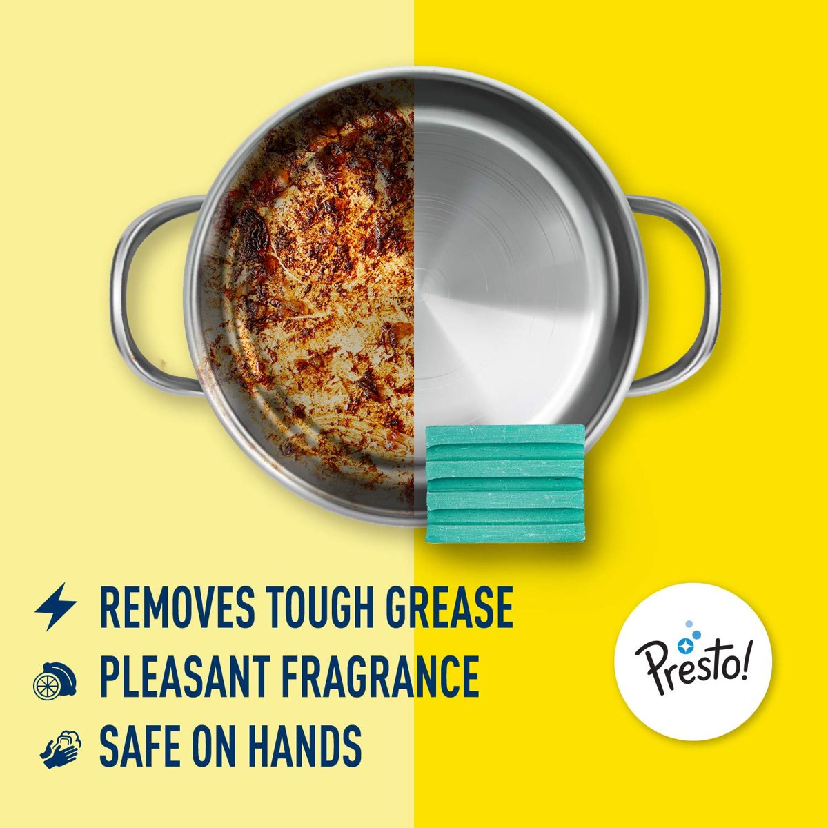 Amazon Brand - Presto! Dishwash Bar - 200 g (Pack of 3)