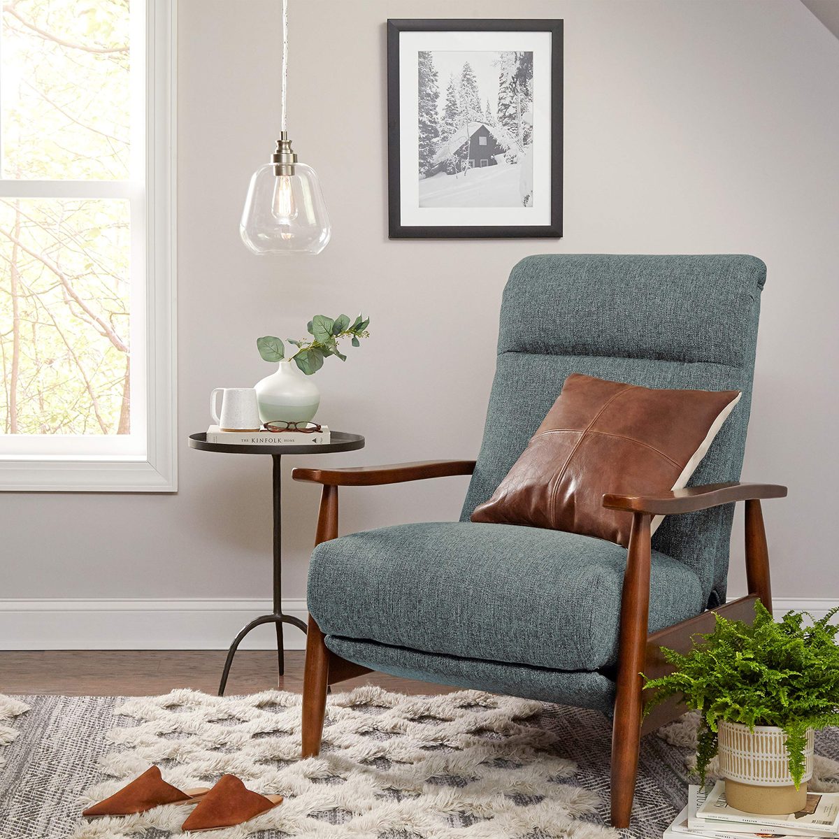 Amazon Brand – Stone & Beam Clayton Reclining Contemporary Fabric Living-Room Chair, 30"W, Blue