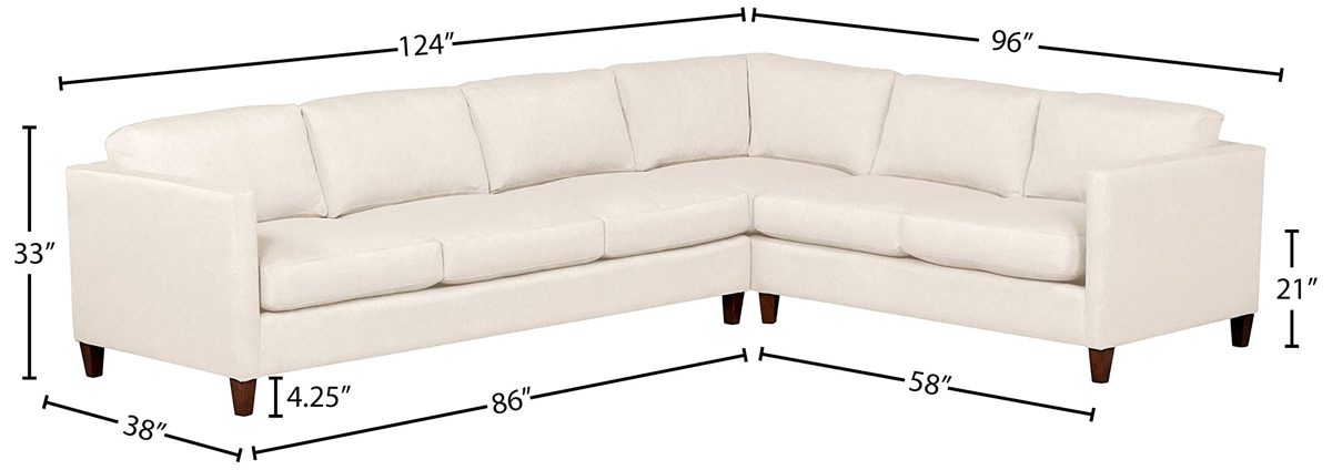 Amazon Brand – Stone & Beam Andover Modern Left L-Sectional Sofa, 124"W, Cream