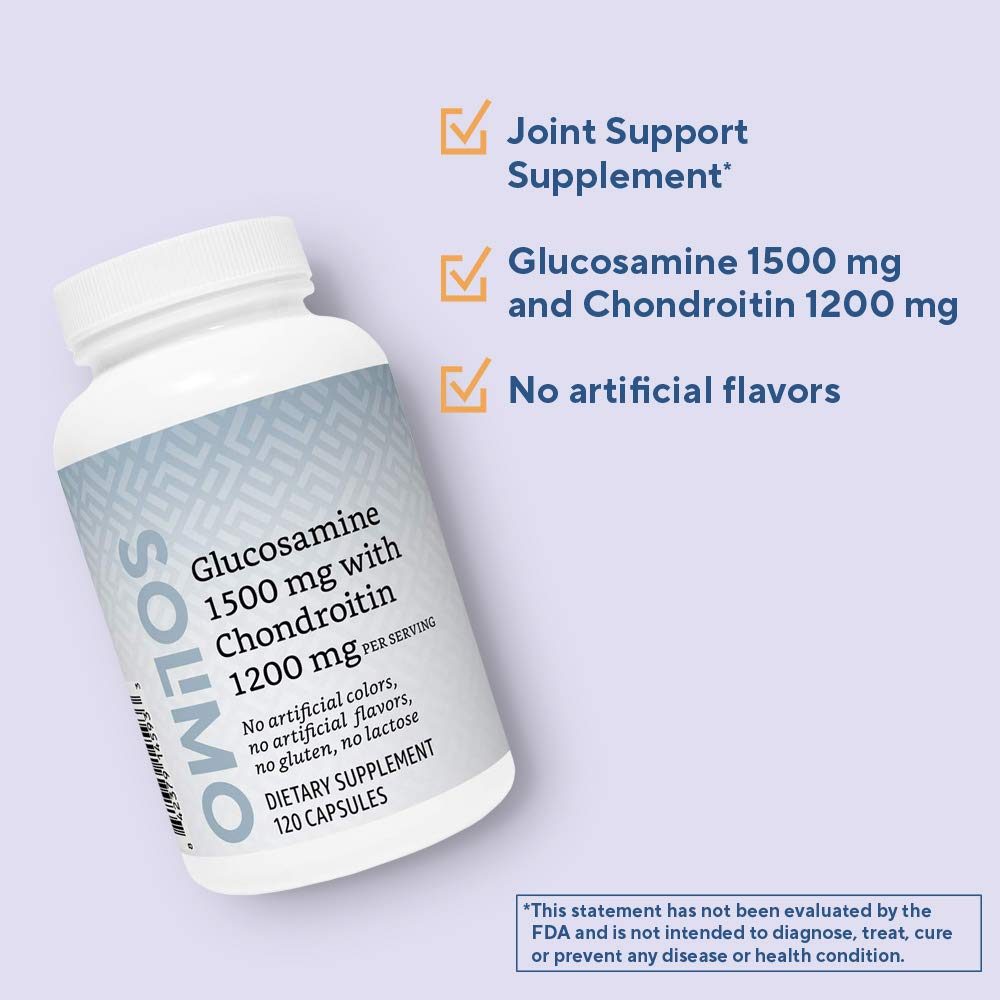Amazon Brand - Solimo Glucosamine 1500 mg with Chondroitin 1200 mg, 120 Capsules (3 Capsules per Serving)