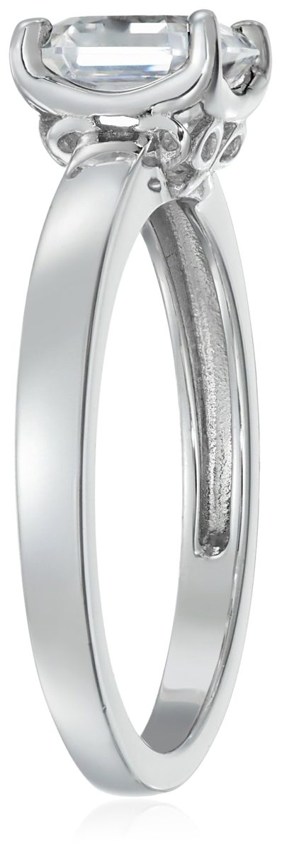 Platinum-Plated Silver Asscher-Cut (2 cttw) Solitaire Ring made with Swarovski Zirconia, Size 9