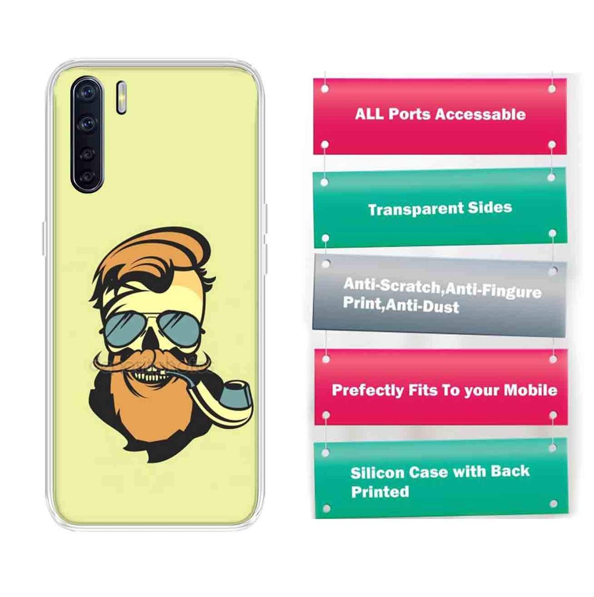 Amazon Brand - Solimo Designer Multicolor Beard Man Brown Printed Soft Back Case Mobile Cover for Oppo F15
