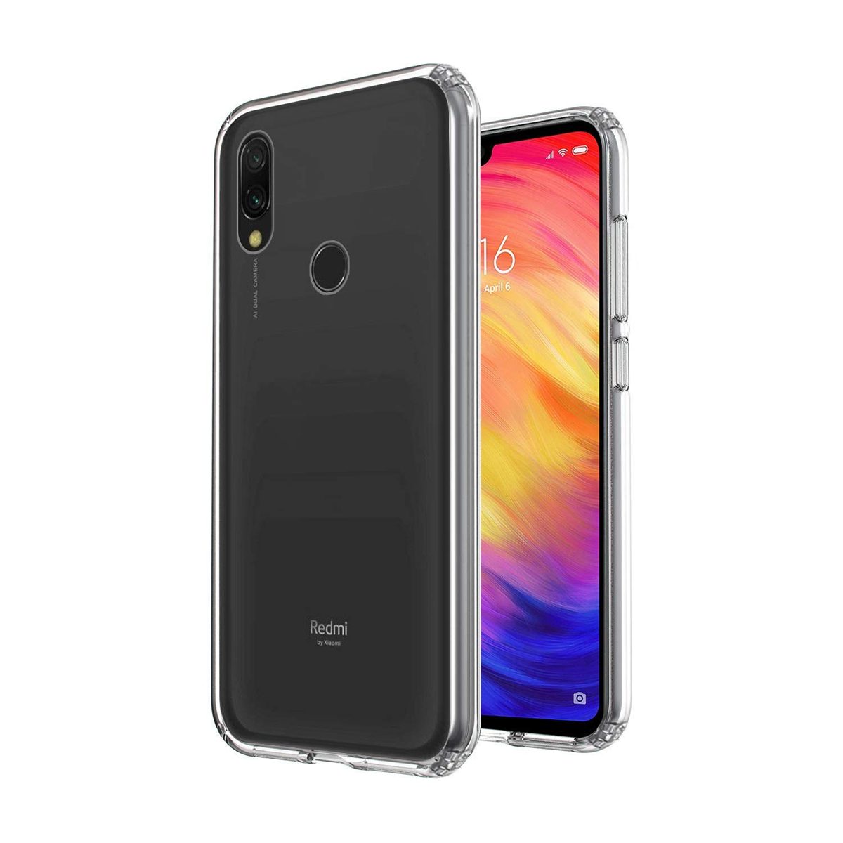 (Renewed) Amazon Brand - Solimo Transparent Case (Hard Back & Soft Bumper Cover) with 8 Foot Drop Porotection & Shock Absorbing Bumpers Case for Redmi Note 7 Pro