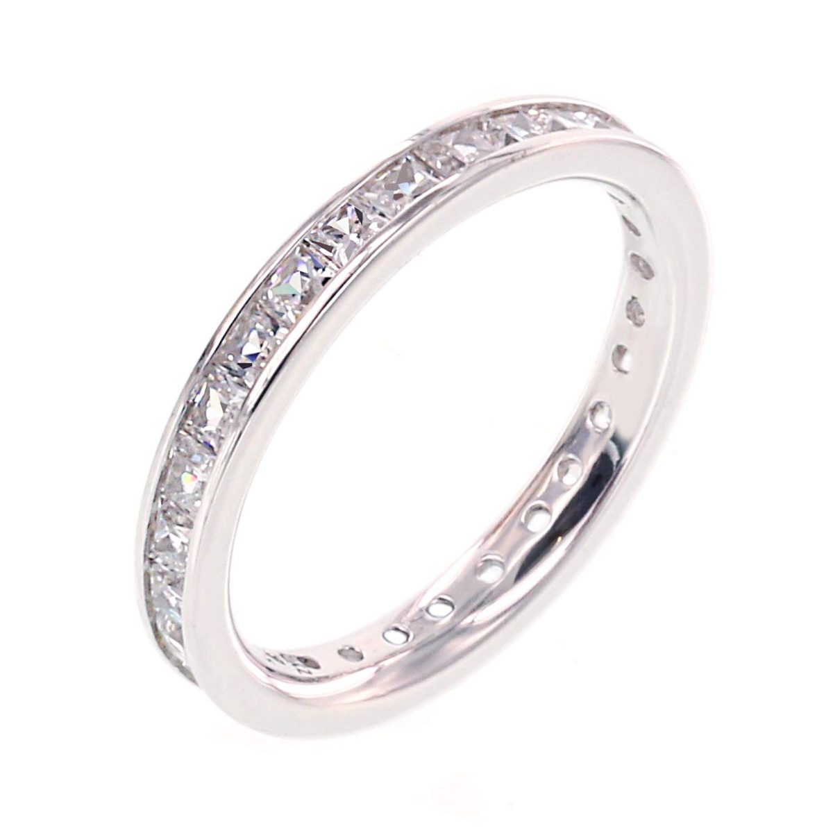 [Find] Amazon Collection roziumumekkisuta-ringusiruba- 2.25 mm Clear Square Cut Cubic Zirconia Crown kuzirukoniatyannerusettoetanitexibandoringu, Size 14