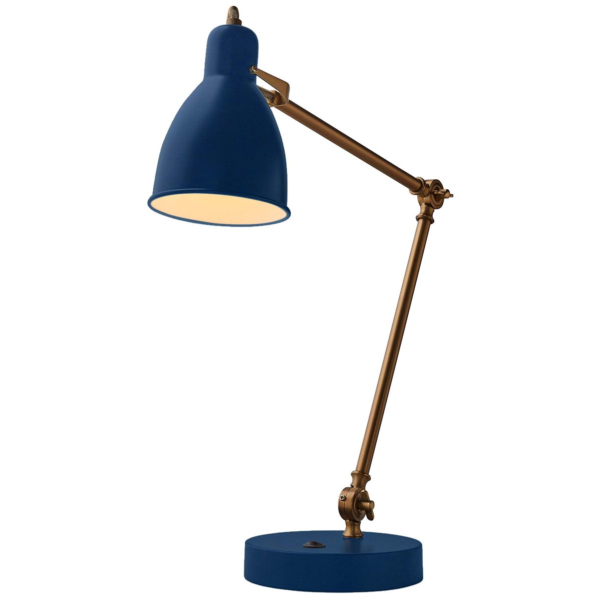 Rivet Caden Adjustable Task Table Lamp with Bulb, 28.5"H, Blue and Brass