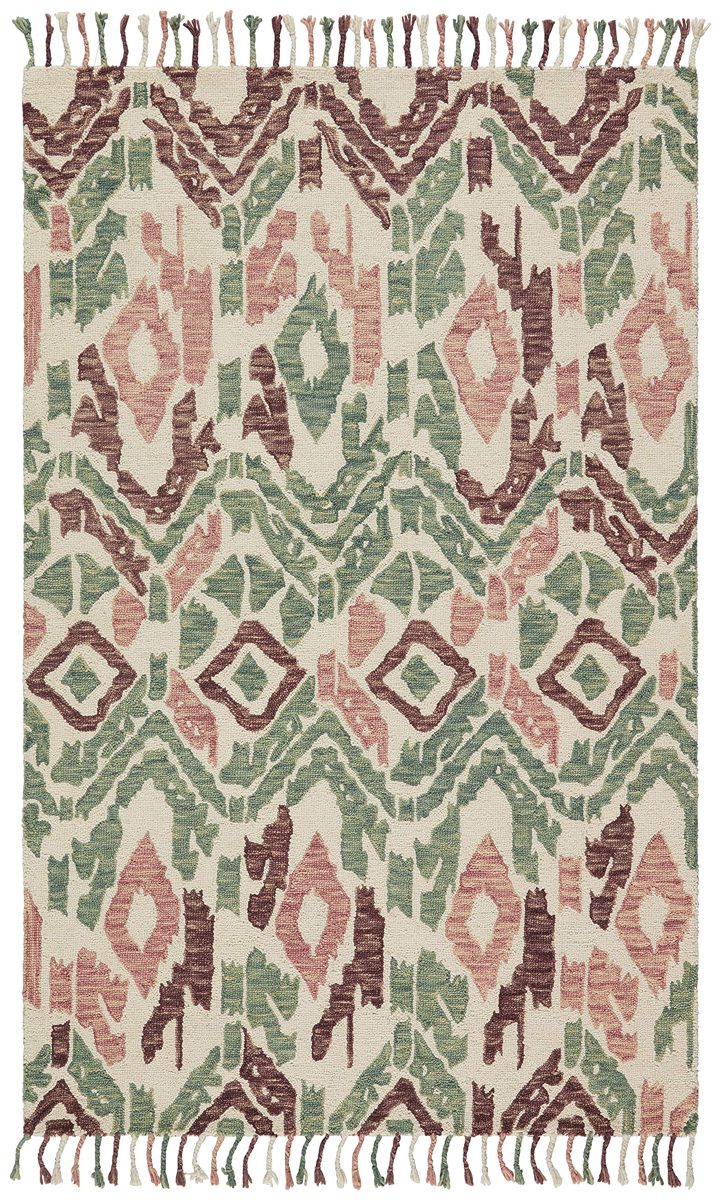 Amazon Brand – Stone & Beam Modern Global Ikat Area Rug 5' x 8', Pink and Green