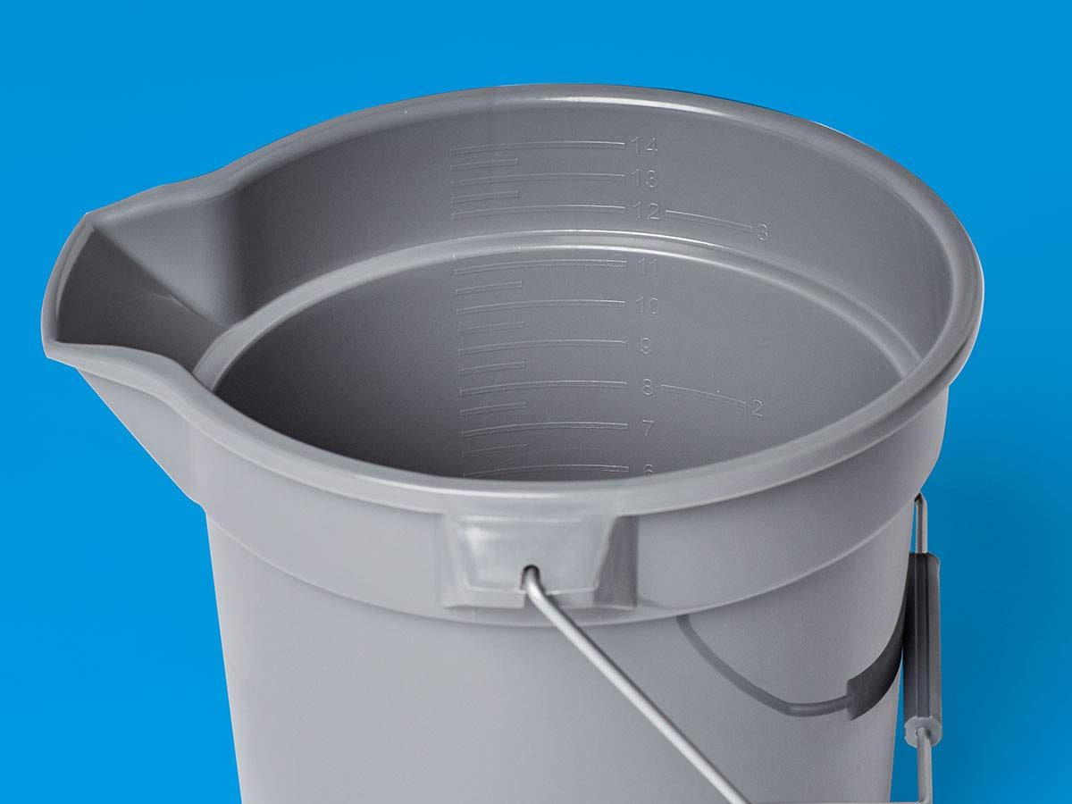 AmazonCommercial 14 Quart Plastic Cleaning Bucket, Grey - 6-pack