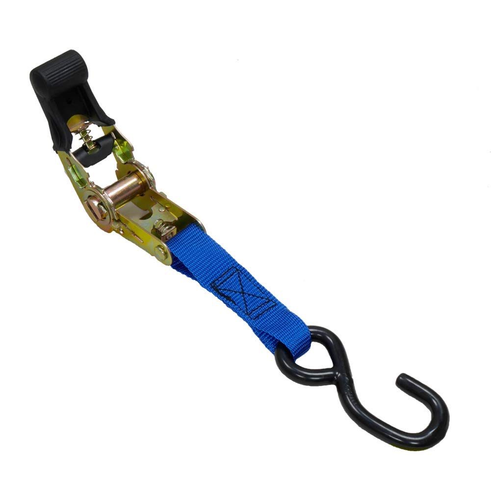 AmazonBasics 15-Feet Ratchet Tie Down Straps, 500 Lbs Load Cap, 1500 Lb Break Strength - Includes 2 Bungee Cords, Yellow, 4-Pack