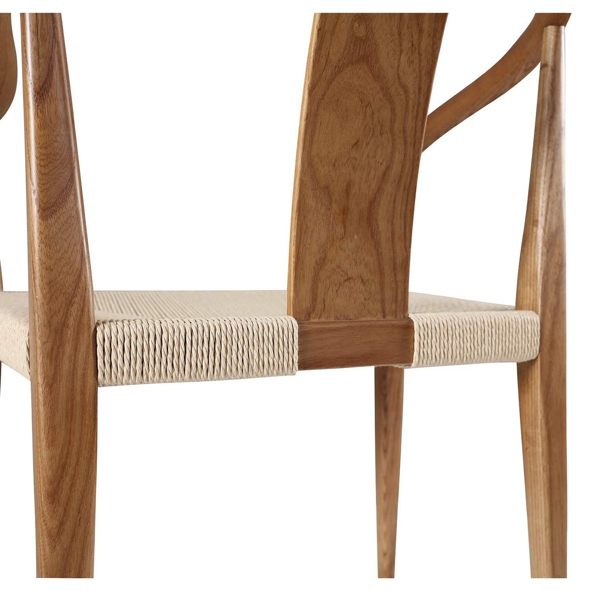 Amazon Brand – Stone & Beam Wishbone and Rattan Dining Chair with Arms, 21.9"W, Brown