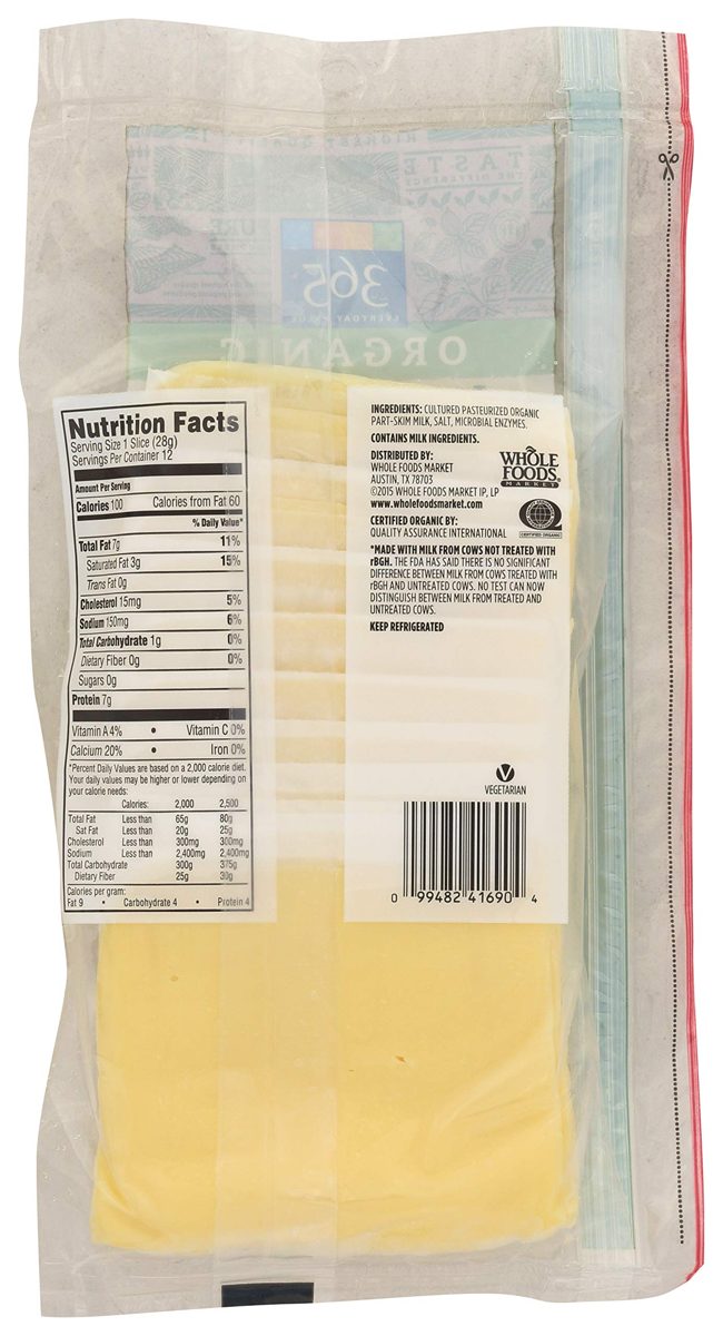 365 Everyday Value, Organic Mozzarella Cheese, Slices, 12 oz