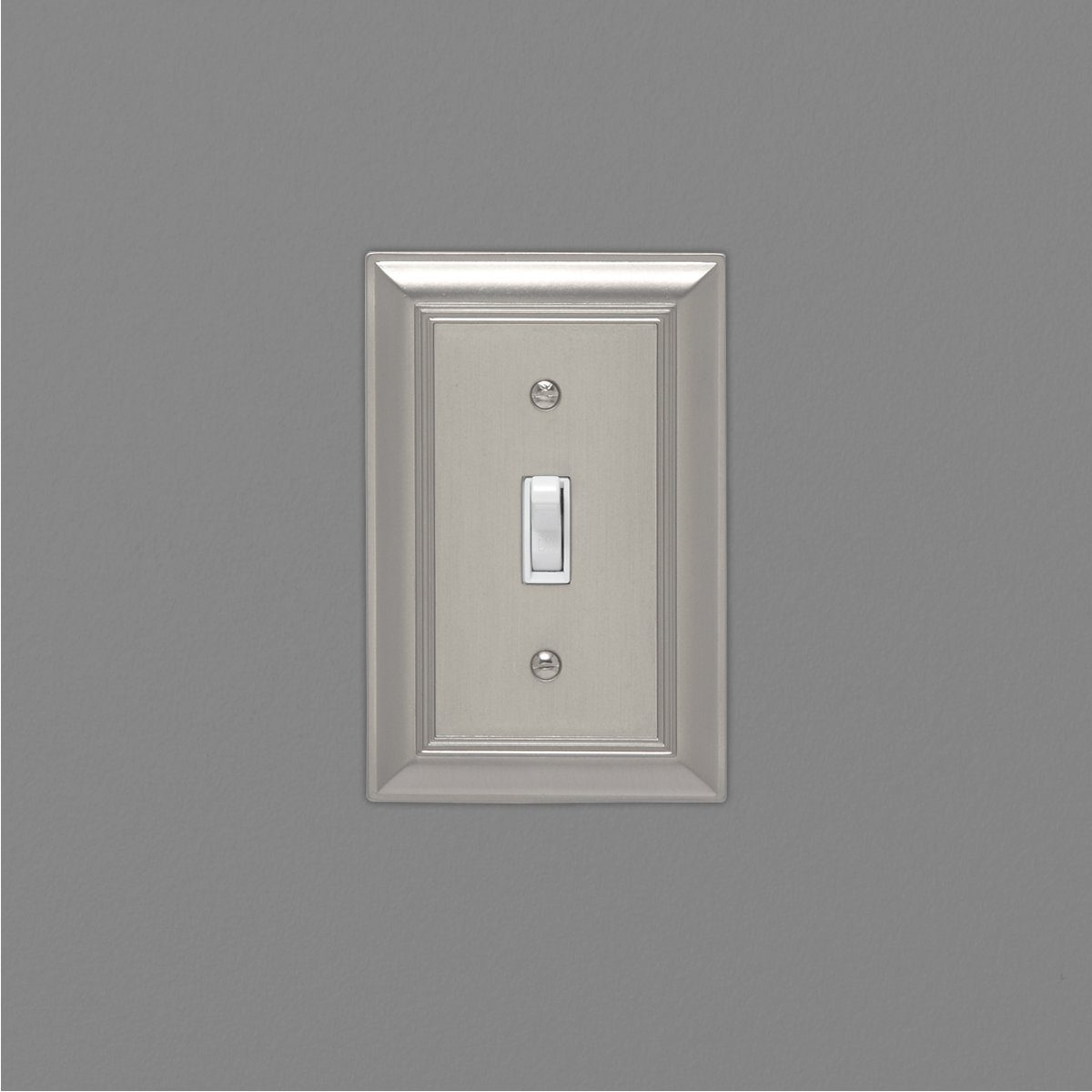 AmazonBasics Single Toggle Wall Plate, Satin Nickel, 3-Pack