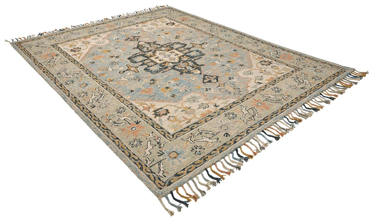 Amazon Brand – Stone & Beam Garrison Vintage Pattern Wool Area Rug, 5 x 8 Foot, Grey Multi