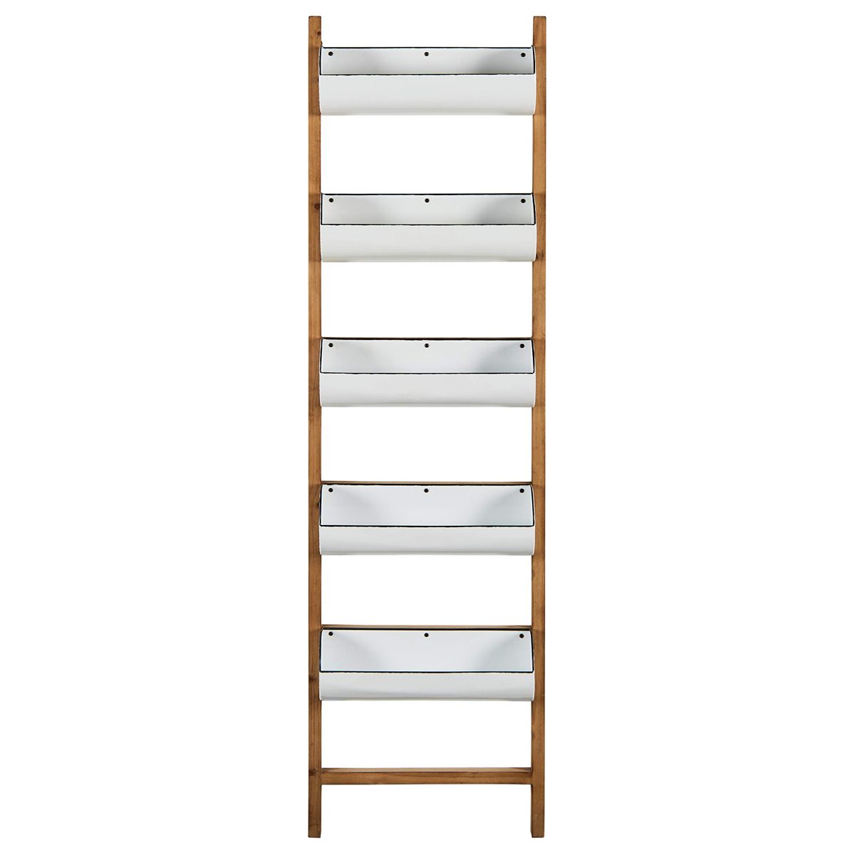 Amazon Brand – Stone & Beam Rustic Ladder Display Rack Storage Shelf - 63 Inches, White and Natural Wood