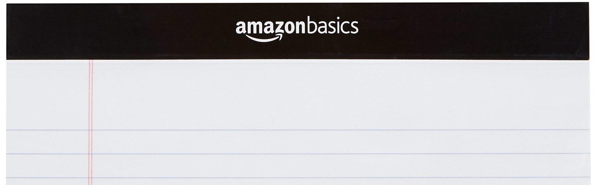 AmazonBasics Legal/Wide Ruled 8-1/2 by 11-3/4 Legal Pad - White (50 sheets per pad, 12 pack) (Renewed)