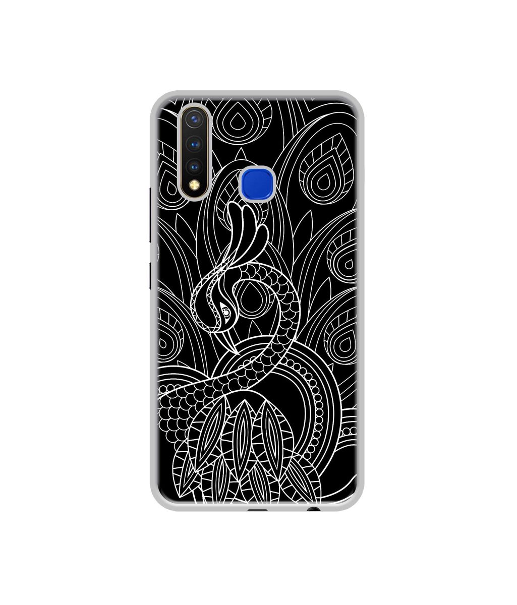 Amazon Brand - Solimo Designer Peacock Feather Pattern UV Printed Soft Back Case Mobile Cover for Vivo U20