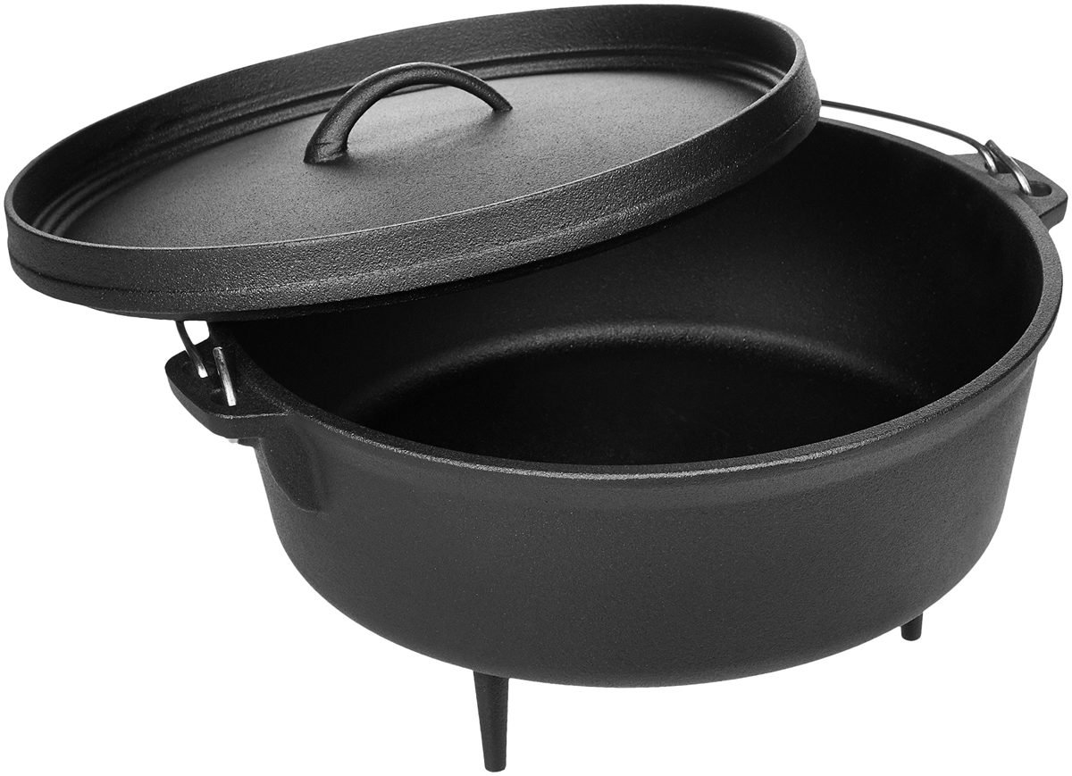 AmazonBasics Pre-Seasoned Cast Iron Camp Dutch Oven with Lid, 6-Quart