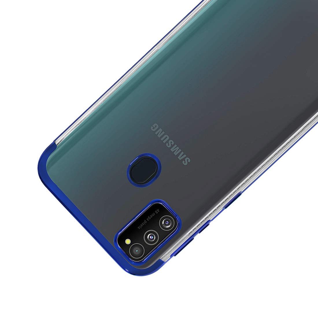 Amazon Brand - Solimo Electroplated Mobile Cover (Soft & Flexible Back case), for Samsung Galaxy M21 / M30s (Electric Blue)