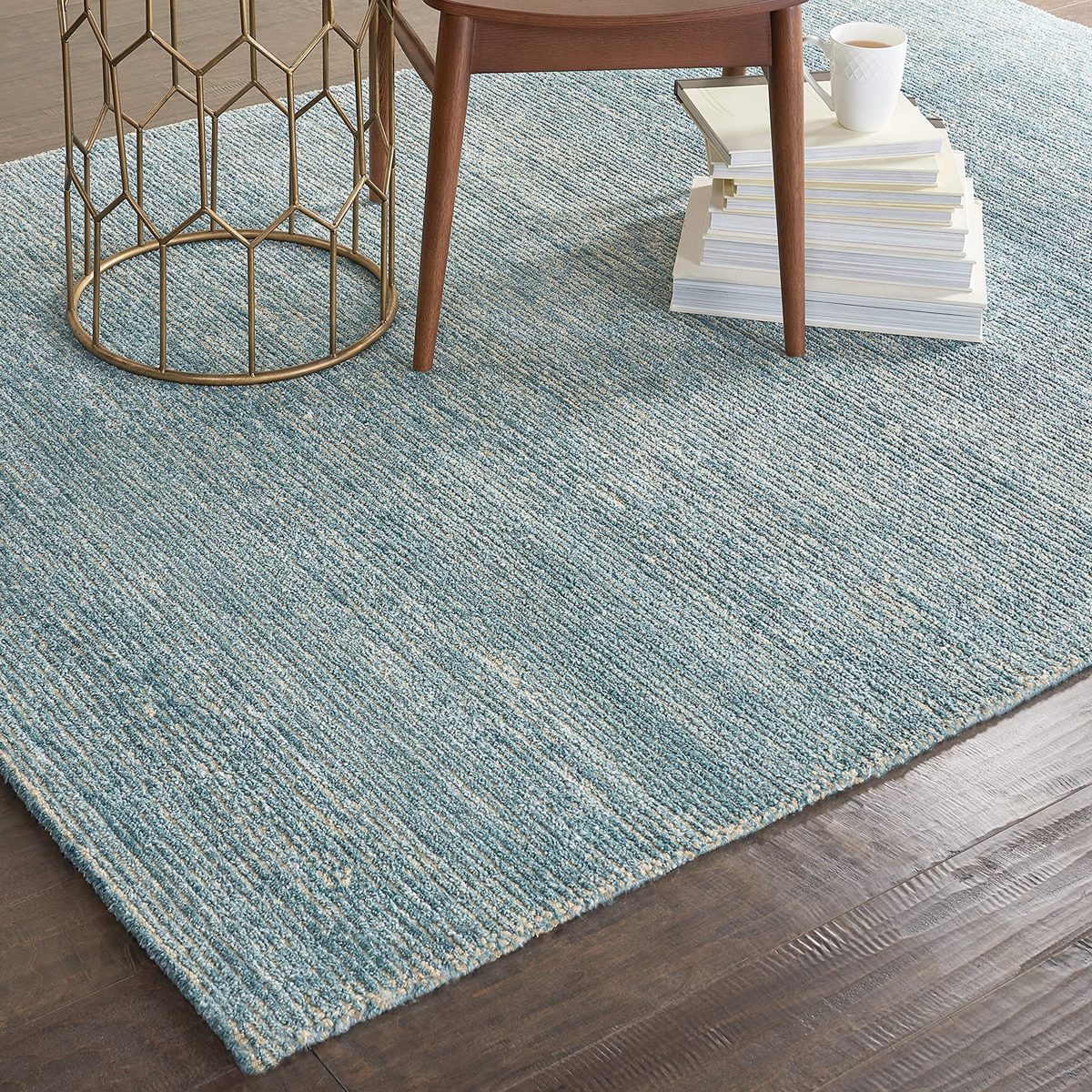 Amazon Brand – Rivet Contemporary Striated Jute Area Rug, 5' 9" x 3' 9", Seafoam